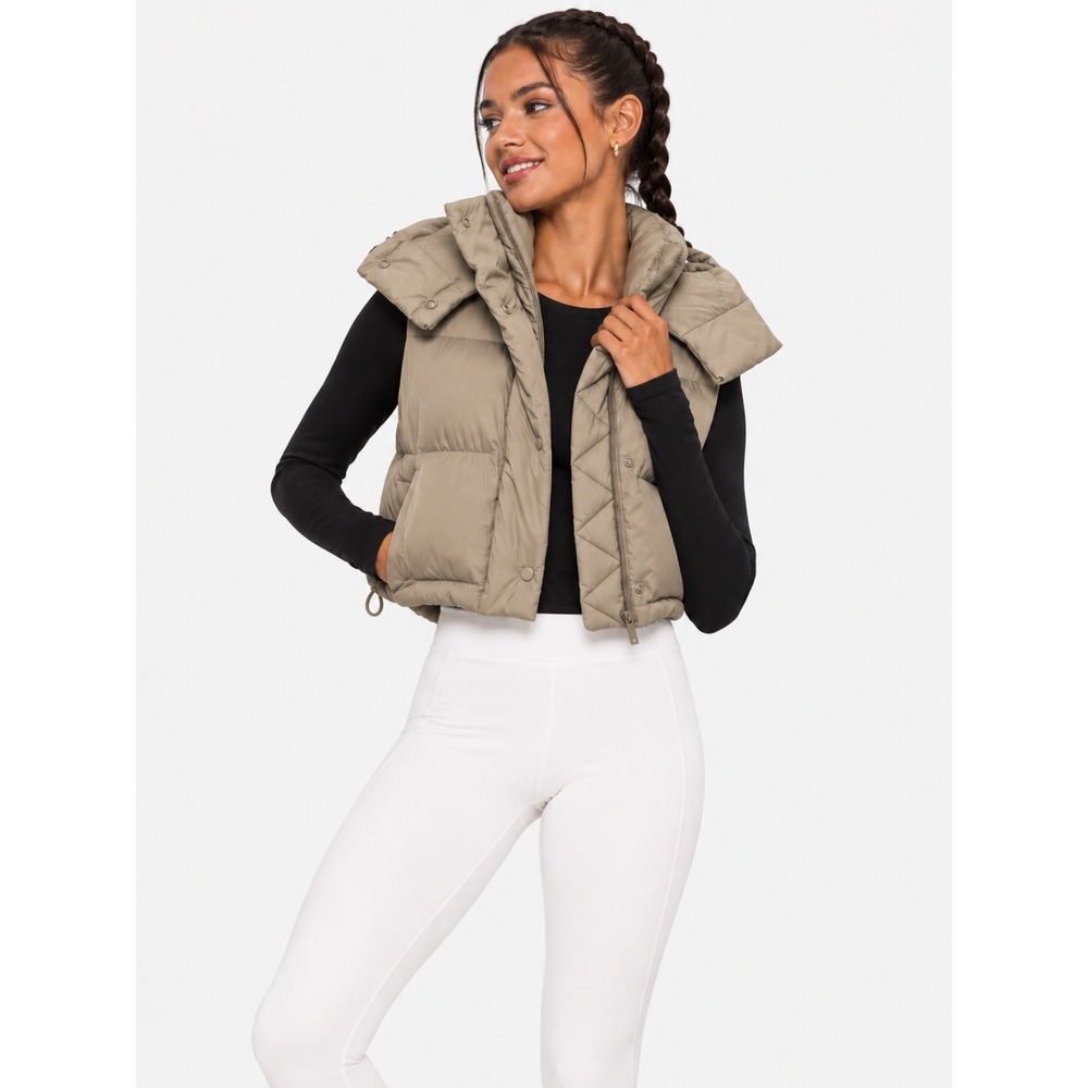 Lululemon Wunder Puff Vest Trench Tan Beige Down Puffer Removable Hood 2 XS